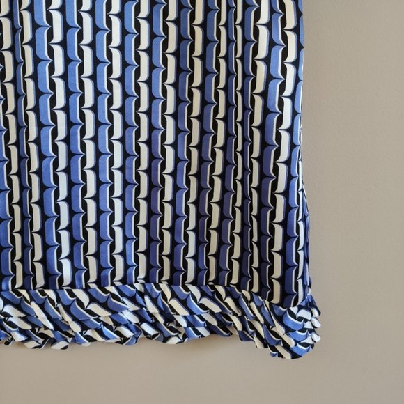 Nine West Satin Geometric Pattern Ruffle Dress 10 - Picture 3 of 8